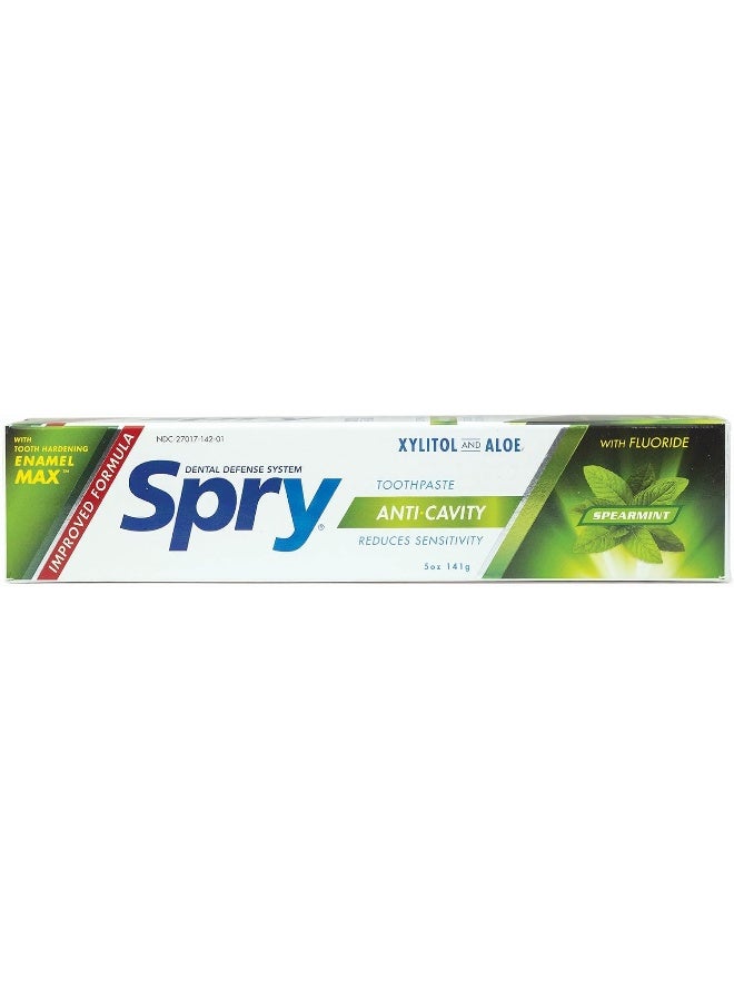Spry Xylitol Toothpaste with Fluoride, Natural Spearmint, Anti-Cavity, 5 oz - Image 2
